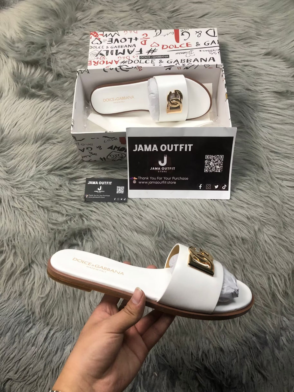 Dolce & Gabbana White Dg Logo Slides