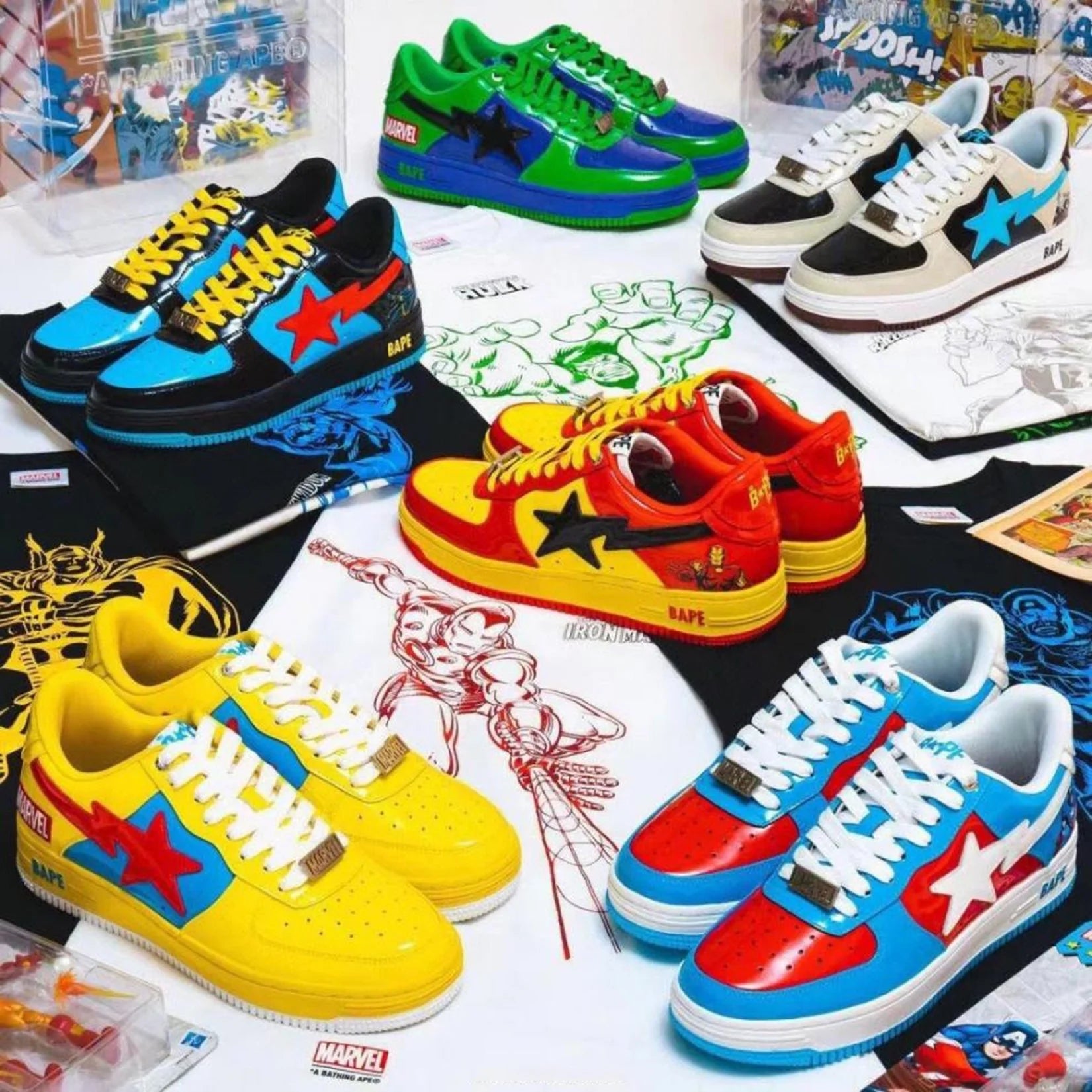 Bape Sta-Marvel Series Joint Vibe Style Fashion Casual Sneakers Trendy Shoes