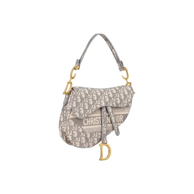 DIOR Saddle Bag Gray Dior Oblique embroidery