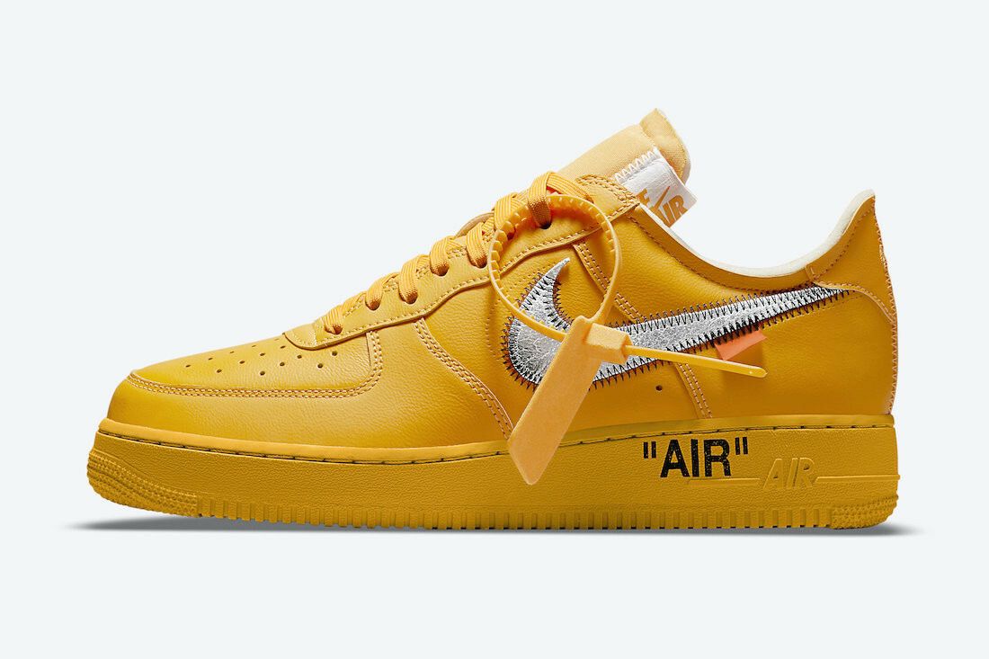 NIKE AIR FORCE 1 LOW UNIVERSITY GOLD METALLIC SILVER 0FF-WHITE